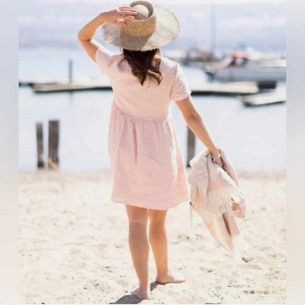 Jillian Harris x Priv Hamptons dress linen pink baby doll dress - Picture 3 of 13
